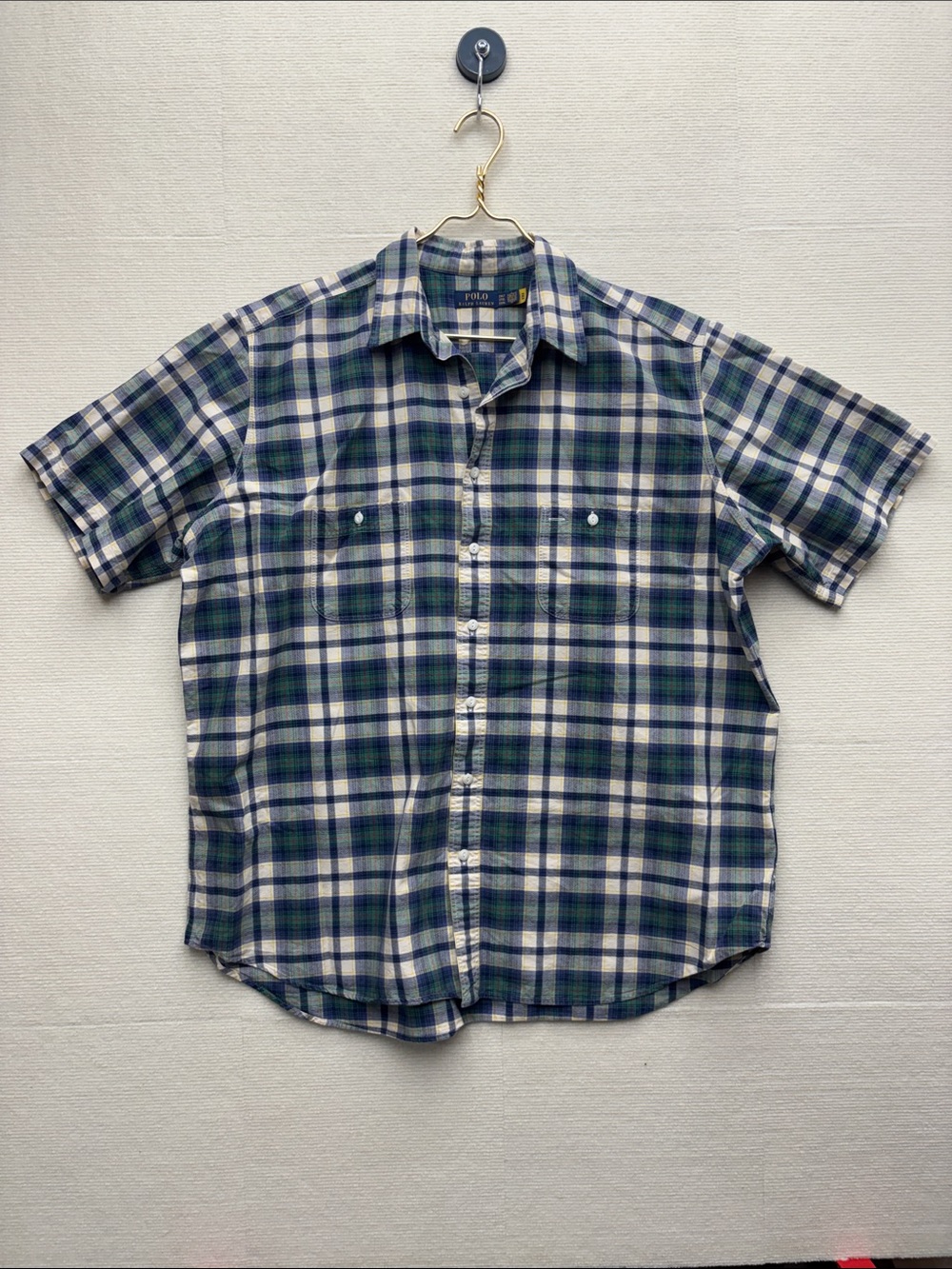 Polo by Ralph Lauren Blue & Green Plaid Short-Sleeve Button-Up Shirt 2XLT